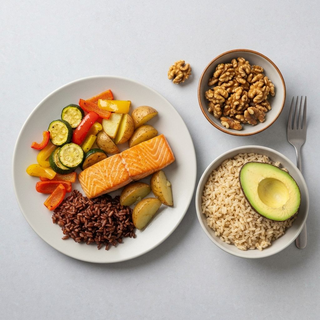 Structured dinner meal and healthy snacks